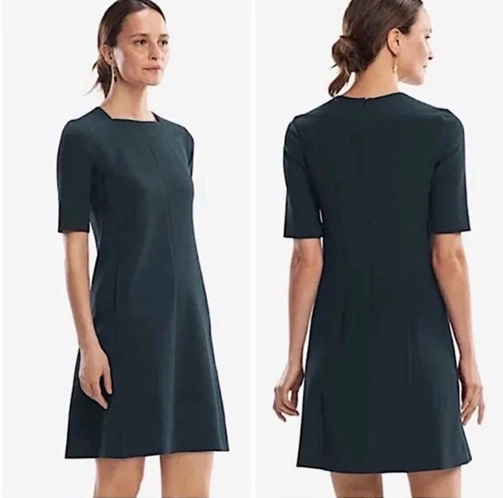 M.M.LaFleur The Emily Dress Tailored A-Line Half Sleeve Career Forest - Size 6